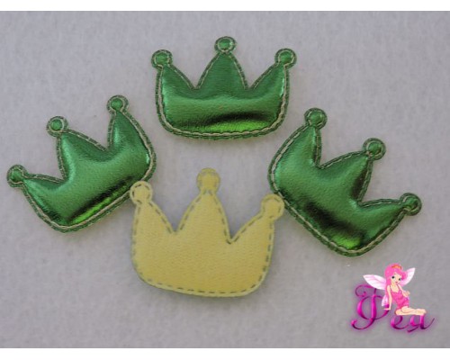 Патч 3D, кожзам " Корона"3,5*3см, зеленый