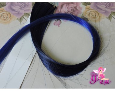 Цветная прядь градиент, 50 см, цв. черный-синий - 1 шт.