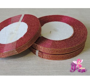 Лента парча 10 мм, цв. бордовый с золотом -1 м