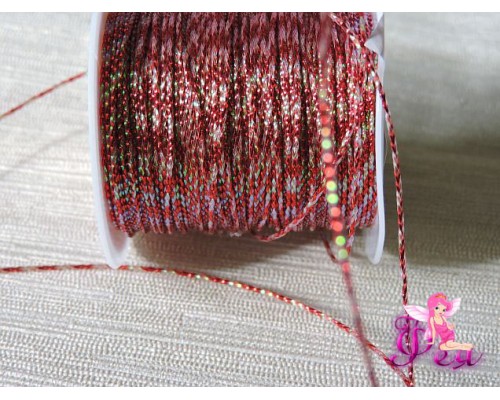 Нить декоративная  "Люрекс" 1 мм , цв. красный