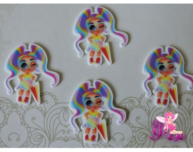 Кабошон-вырубка "Хэрдораблс " 39*35 мм, модница с зонтиком  -1 шт