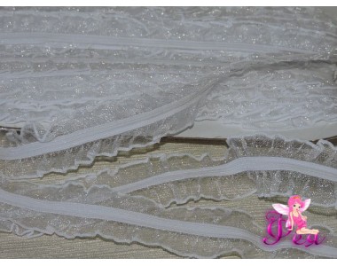 Тесьма с резинкой 25 мм, белый - 1м