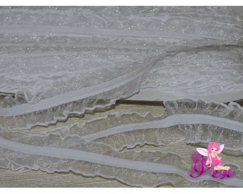 Тесьма с резинкой 25 мм, белый - 1м