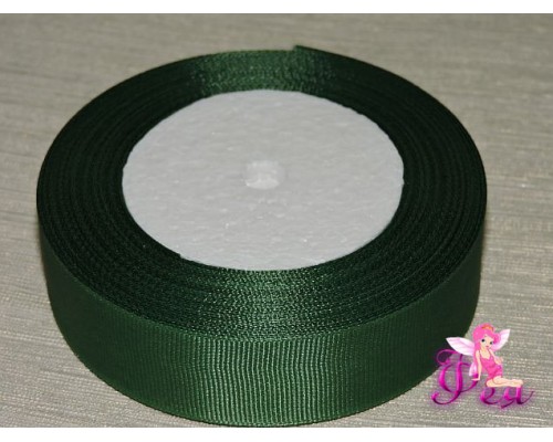 Однотонная репсовая лента 25 мм,  цв. темно-зеленый -1 м