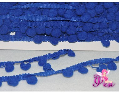 Тесьма с помпонами,размер — 6 мм, помпоны 1 см, синий