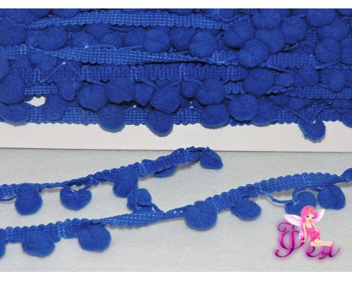 Тесьма с помпонами,размер — 6 мм, помпоны 1 см, синий