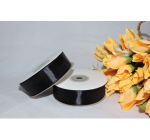 Лента атласная 25 мм, цв. черный - 1м