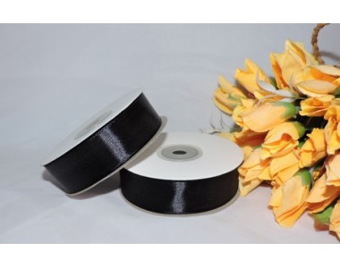 Лента атласная 25 мм, цв. черный - 1м