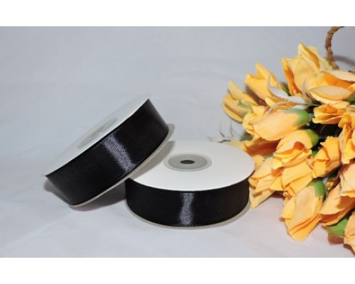 Лента атласная 25 мм, цв. черный - 1м