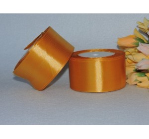 Однотонная атласная лента 50 мм, золотистого цвета