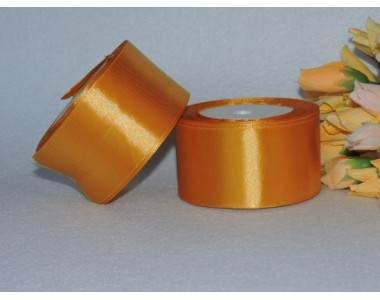 Однотонная атласная лента 50 мм, золотистого цвета