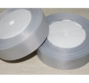 Однотонная репсовая лента 25 мм,  цв. светло-серый -1 м