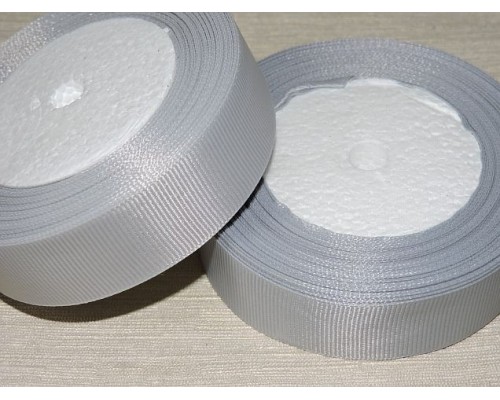 Однотонная репсовая лента 25 мм,  цв. светло-серый -1 м