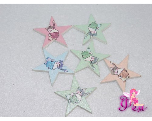 Деревянные фигурки для декора "Звездочка" 3 см (Скрапбукинга) 
