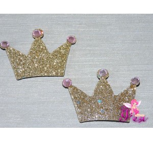 Патч с декором стразы 6*4 см "Корона", светлое золото - 1шт.