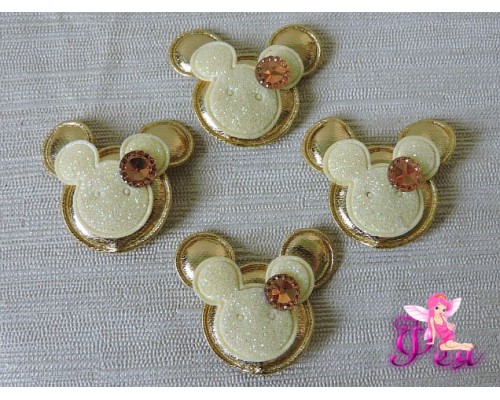 Патч с декором 3,2 см "Микки Маус", золото - 1 м
