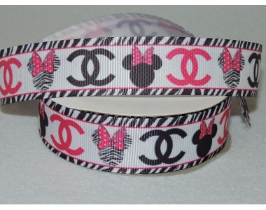 Репсовая лента 25 мм с рисунком "Микки"