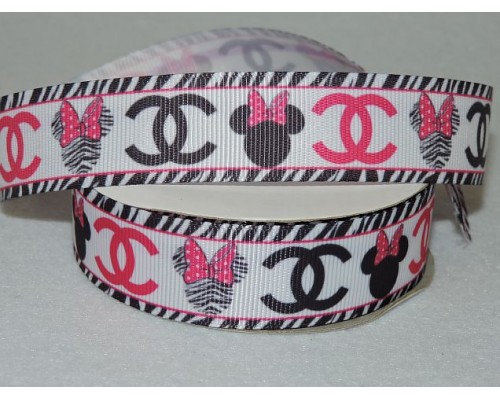 Репсовая лента 25 мм с рисунком "Микки"