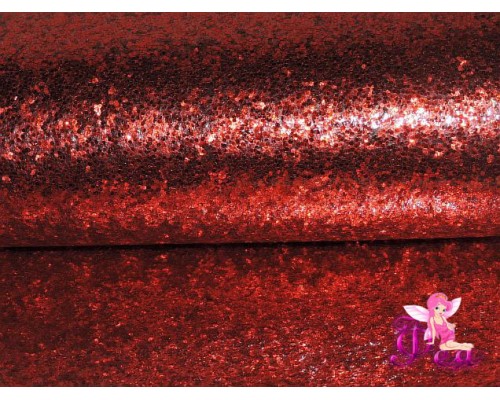  Искусственная кожа "Блестки-ламинация" 0.7 мм, цв. красный