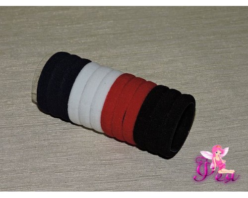 Бесшовные резинки для волос 4 см, цв. микс с красным, в тубе 12 шт