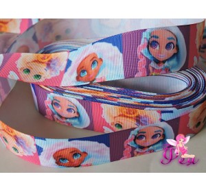 Лента репсовая 25 мм с рисунком «Hairdorables» (Хэрдораблс) № 6 - 1м