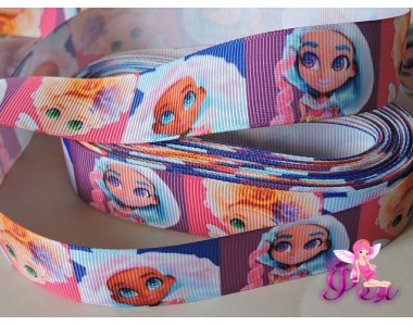 Лента репсовая 25 мм с рисунком «Hairdorables» (Хэрдораблс) № 6 - 1м