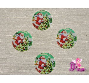 Кабошон стеклянный с рисунком 25 мм "Дед Мороз" - 1шт