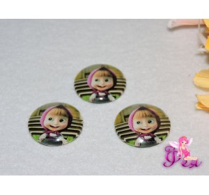 Кабошон стеклянный с рисунком 25мм , "Маша".