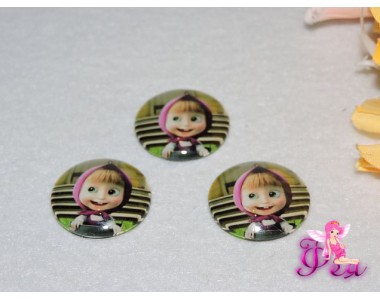 Кабошон стеклянный с рисунком 25мм , "Маша".