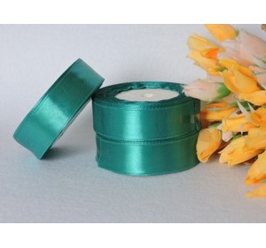 Однотонная атласная лента 25 мм, изумрудного цвета