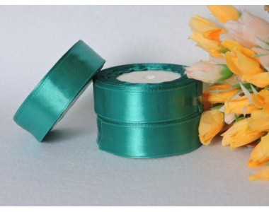 Однотонная атласная лента 25 мм, изумрудного цвета