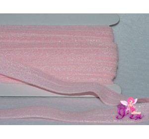 Тесьма эластичная с люрексом 15мм, светло-розовый -1 м