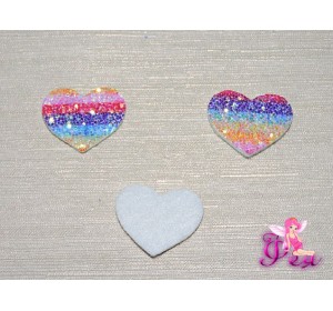 Патч 3D радужный, россыпь пайеток "Сердце" 3,8*2,5 см, Е (1 шт)