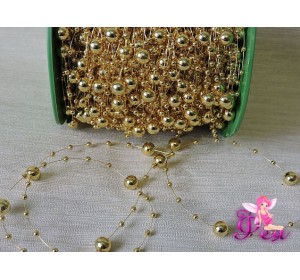 Бусы на леске 3-8мм, цв. золото