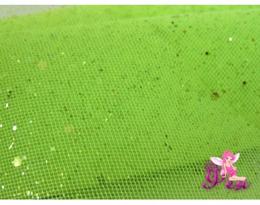 Фатин с пайетками 15 см , лаймовый №17