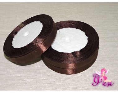 Однотонная атласная лента 12мм, темно-коричневого цвета