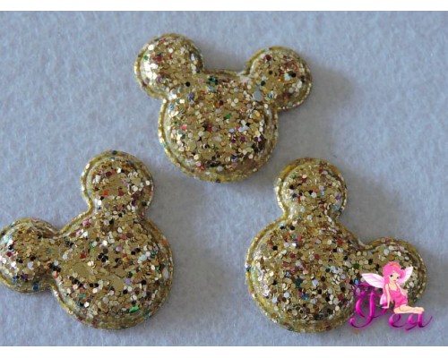 Патч 3D , россыпь пайеток " Микки Маус" 4 *3,8 см, золото