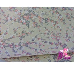 Кожзам глиттер "Цветочки", цв. бежевый