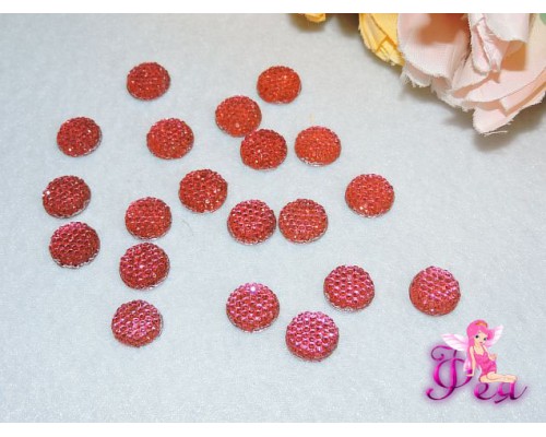 Стразовые серединки пластик розового цвета 12мм