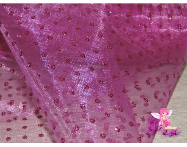Органза с блестками, средняя жесткость, ширина 15 см, цв. светло-фиолетовый ( отрез 1 м)