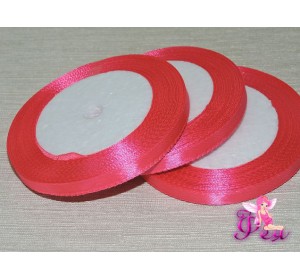 Атласная лента 6 мм*23 м,  неоново-розового  цвета - 1 бобина