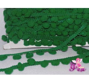 Тесьма с помпонами, размер — 6 мм, помпоны 1 см, зеленый