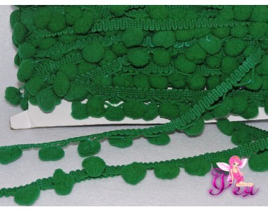 Тесьма с помпонами, размер — 6 мм, помпоны 1 см, зеленый