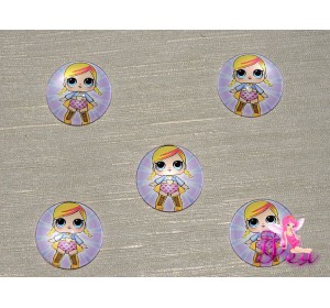Кабошон стеклянный с рисунком 25 мм "ЛОЛ супер герой" - 1шт