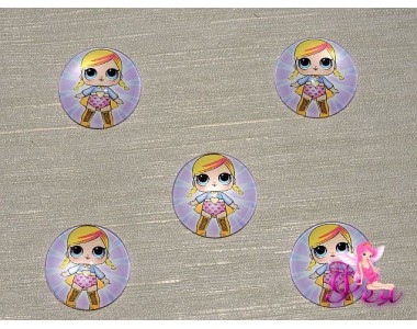 Кабошон стеклянный с рисунком 25 мм "ЛОЛ супер герой" - 1шт