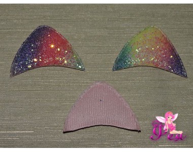 Патч 3D радужный, россыпь пайеток "Ушки" 6*3,5 см А (1шт)