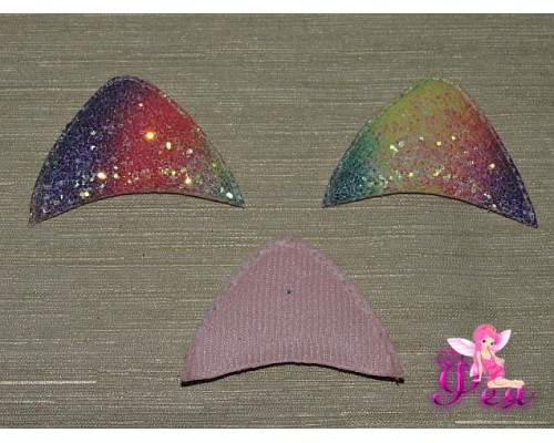 Патч 3D радужный, россыпь пайеток "Ушки" 6*3,5 см А (1шт)