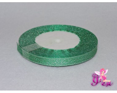 Лента парча 10 мм, изумрудный - 1м