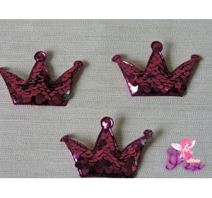 Патч 3D с двухсторон. пайетками "Корона" 6*4 см, фукси (1 шт)
