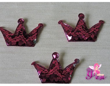 Патч 3D с двухсторон. пайетками "Корона" 6*4 см, фукси (1 шт)